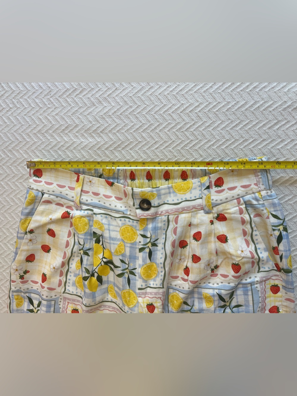 Linen Blend Strawberry & Lemon Print Pants - Picture 6 of 13